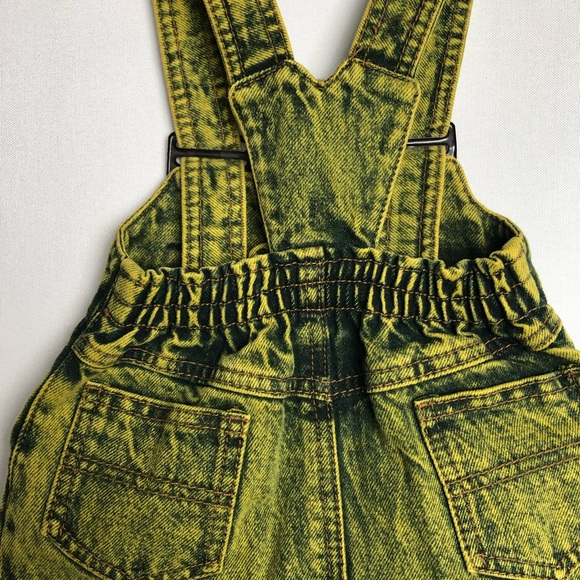 Girls Yellow Denim Stone Wash Overall Dress Size 6 - Picture 9 of 13